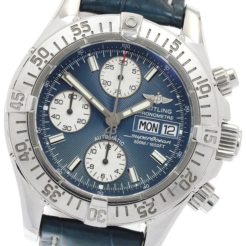 BREITLING Super Ocean A13340 Chronograph day date Navy / Silver Dial Automatic Men's Watch_922091