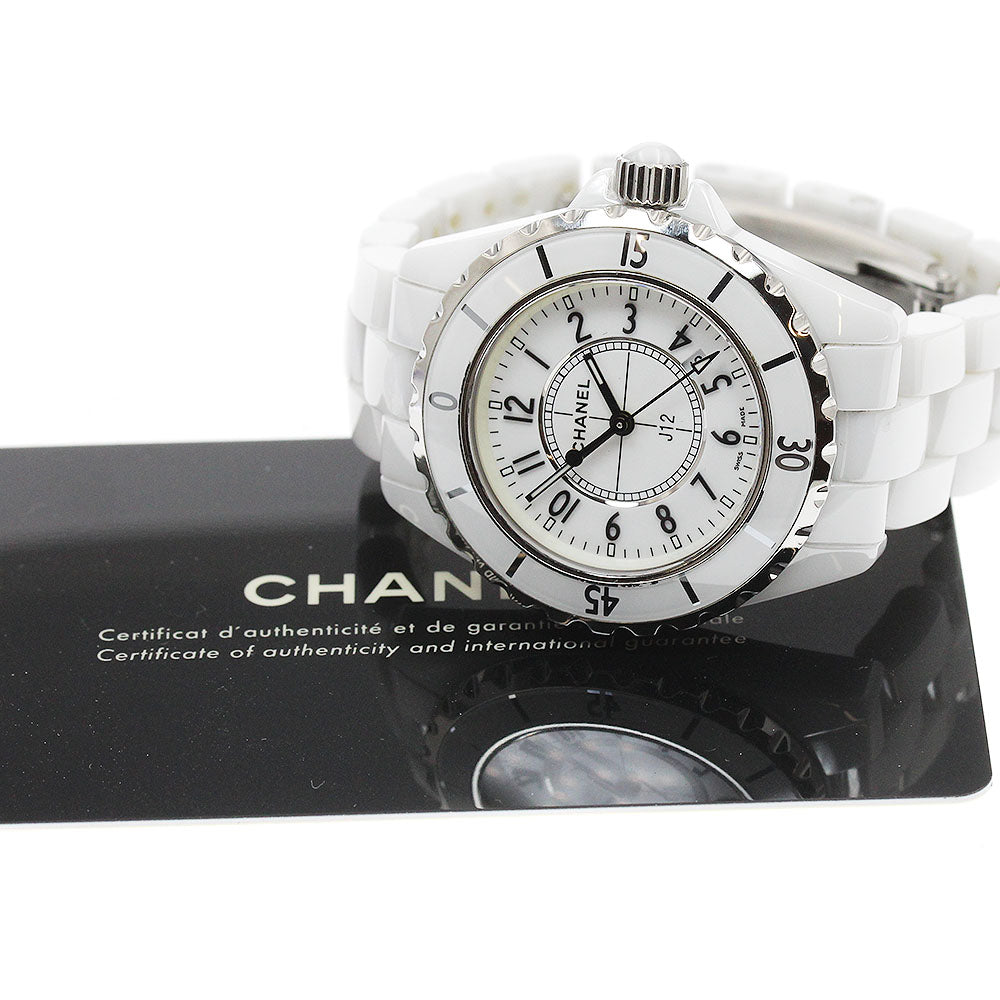 CHANEL J12 33mm H0968 White ceramic date white Dial Quartz Ladies Watch_922101