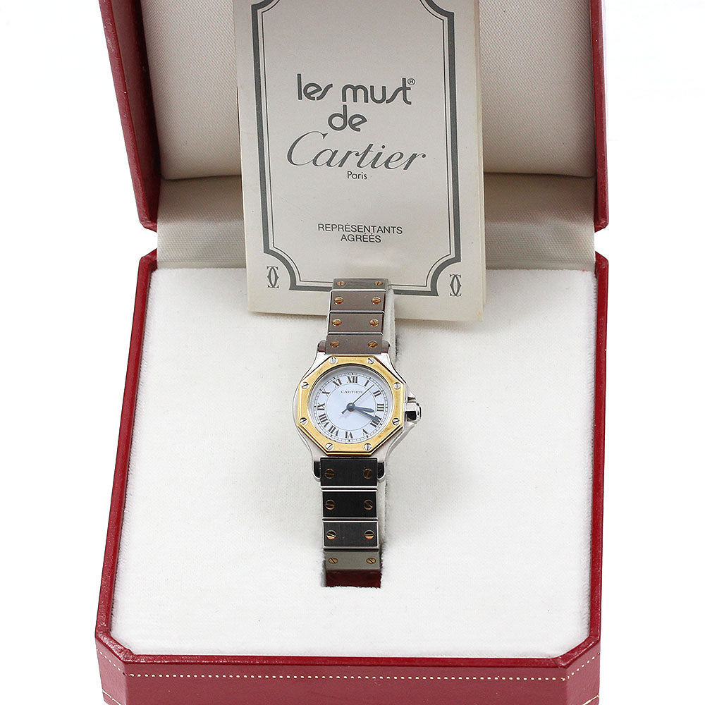 CARTIER Santos Octagon SM Guanyin Buckle Automatic Ladies Watch_922107