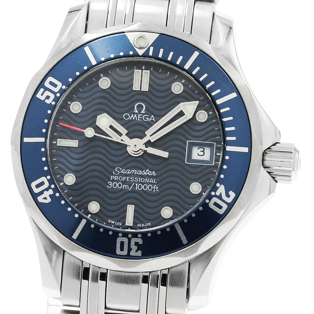 OMEGA Seamaster300 2583.80 Date Navy Dial Quartz Ladies Watch_922109