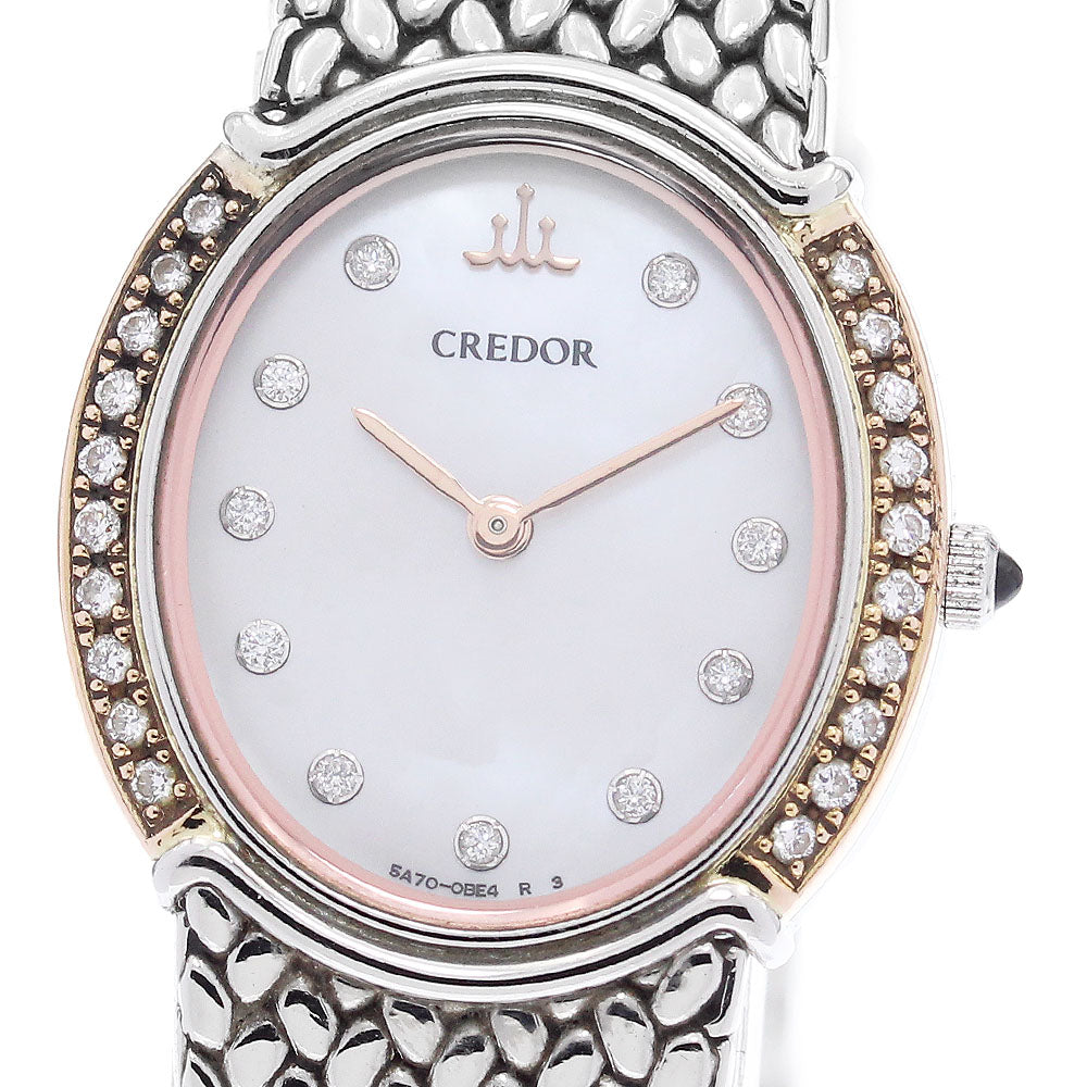 SEIKO CREDOR oval 5A70-0AT0/GSWE946 Diamond bezel White shell dial White shell Dial Quartz Ladies Watch_922111