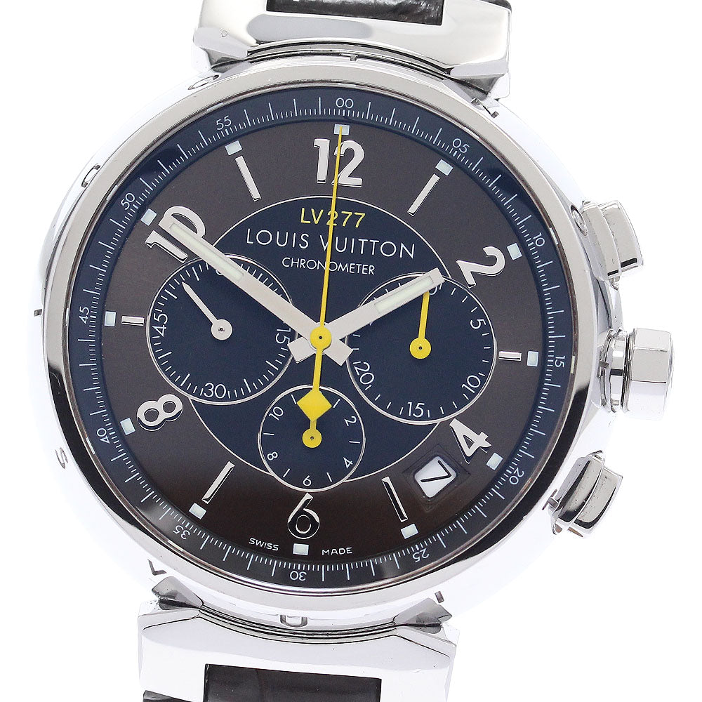 LOUIS VUITTON Tambour Chronograph El Primero Q1141 Date Brown / Black Dial Automatic Men's Watch_922187