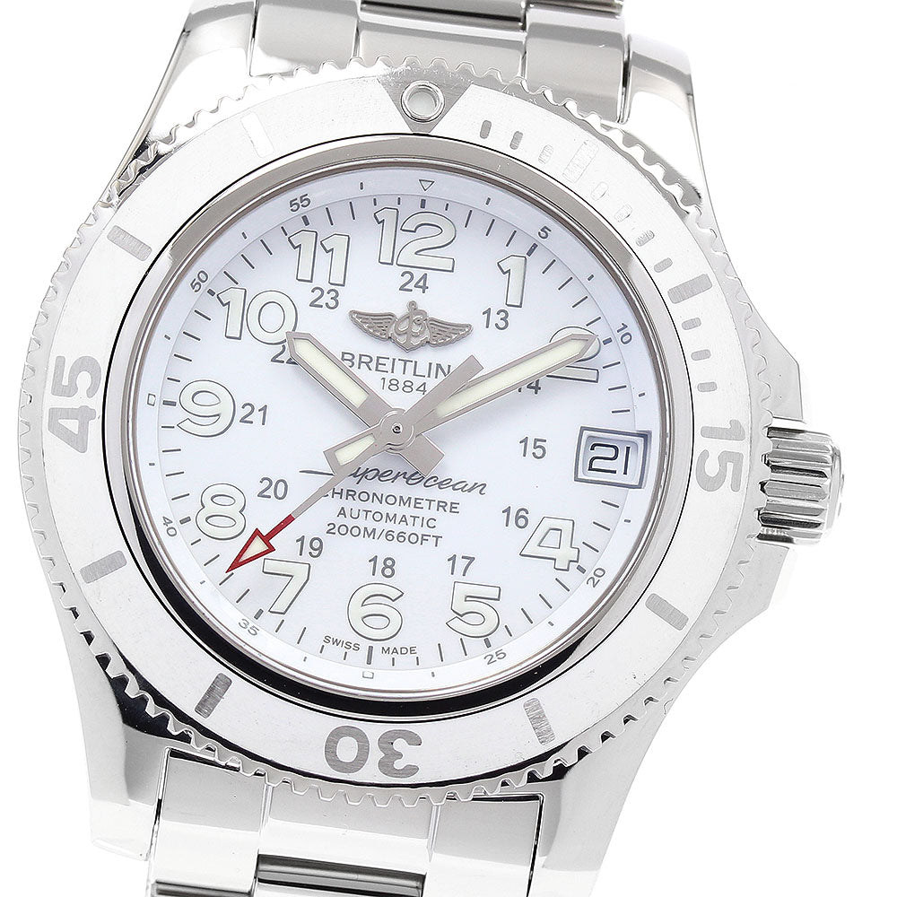 BREITLING Super Ocean II 36 A17312 Date White Dial Automatic Ladies Watch_922193