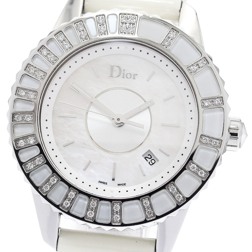 Dior crystal CD113112-V Diamond Bezel White shell Dial Quartz Ladies Watch_922212