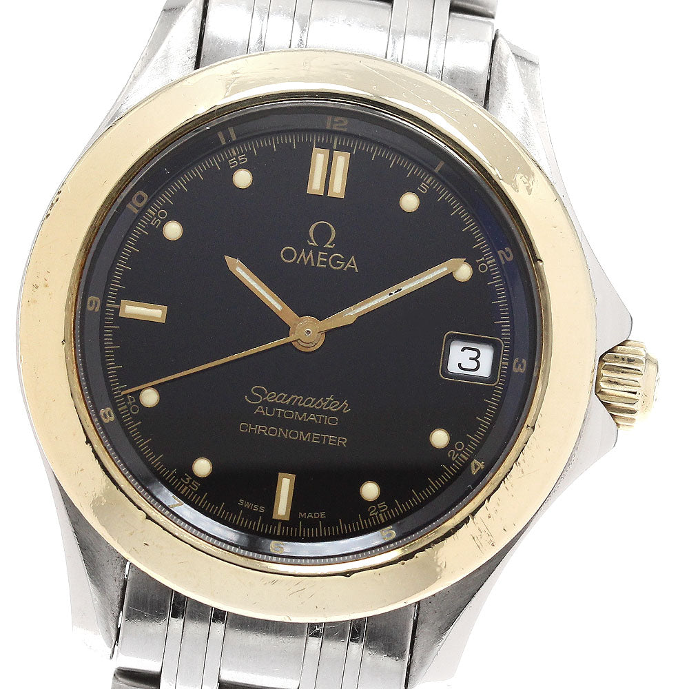 OMEGA Seamaster120 2401.50 YG bezel date black Dial Automatic Men's Watch_922232