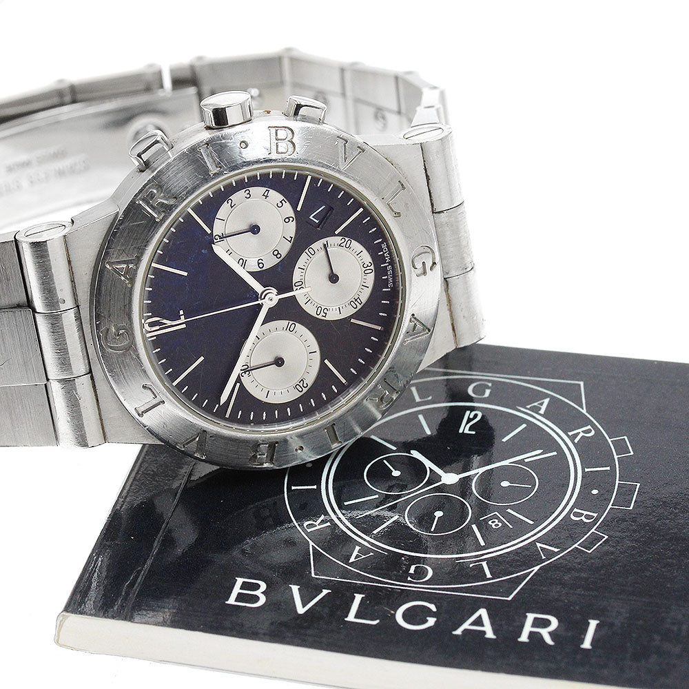 BVLGARI Diagono Sports CH35S Chronograph Date Black / Silver Dial Quartz Men's Watch_922362
