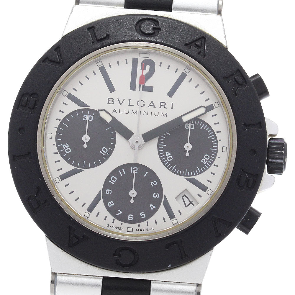 BVLGARI aluminum AC38TA Date Chronograph Silver / Black Dial Automatic Men's Watch_922382