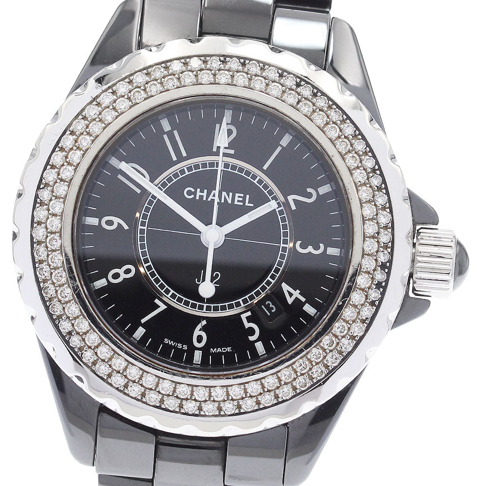 CHANEL J12 H0949 black ceramic diamond bezel Quartz Ladies Watch_922403