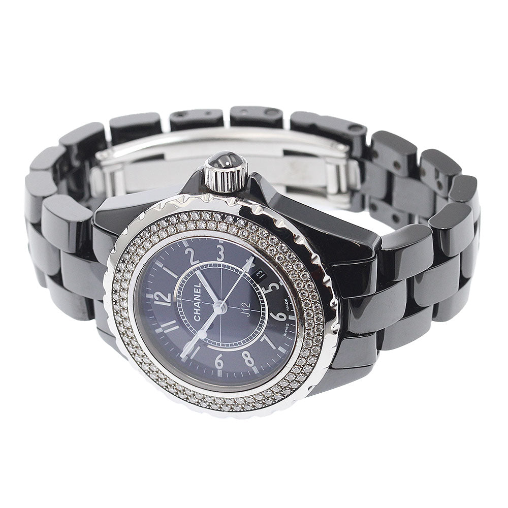 CHANEL J12 H0949 black ceramic diamond bezel Quartz Ladies Watch_922403