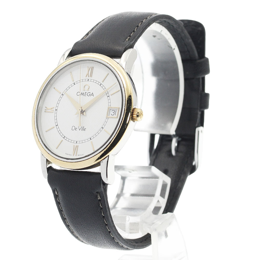 OMEGA De Ville Prestige Date YG bezel white Dial Quartz Men's Watch_922537