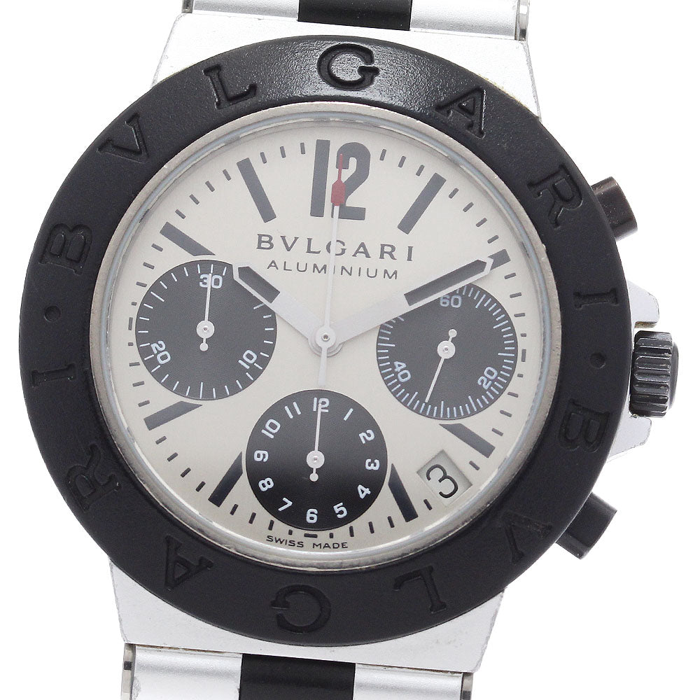 BVLGARI aluminum AC38TA Date Chronograph Silver / Black Dial Automatic Men's Watch_922599