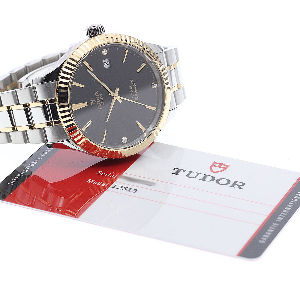 TUDOR style 12513 Yellow gold bezel 3P diamonds Automatic Men's_922617