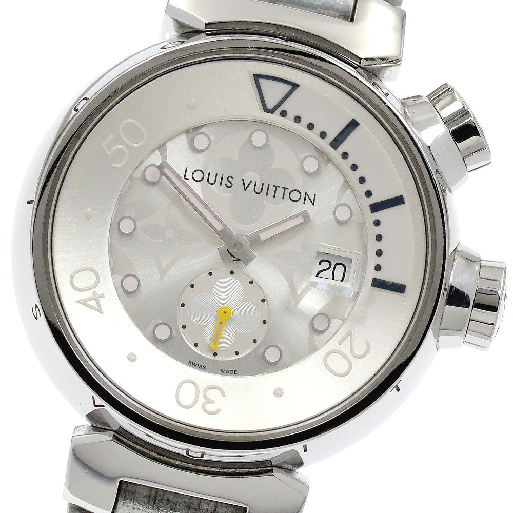 LOUIS VUITTON Tambour Diving Q131M Date Silver Dial Quartz Ladies Watch_922671