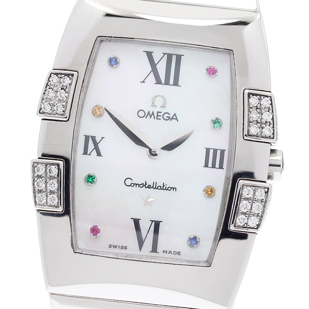 OMEGA Constellation Quadrella 1586.79 Diamond bezel 8P White shell Dial Quartz Ladies Watch_922698
