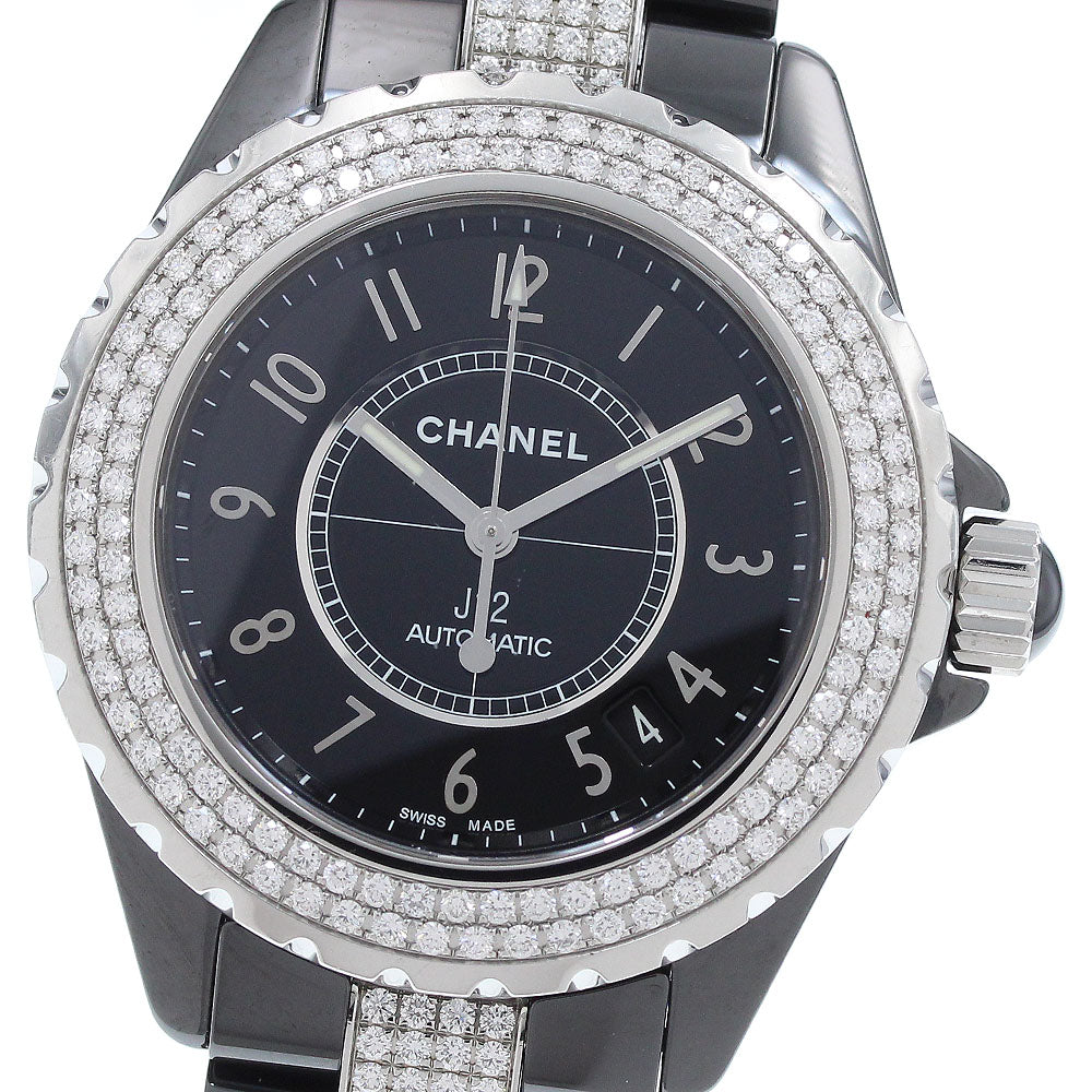 CHANEL J12 black ceramic H1339 date diamond bezel Automatic Men's Watch_922788