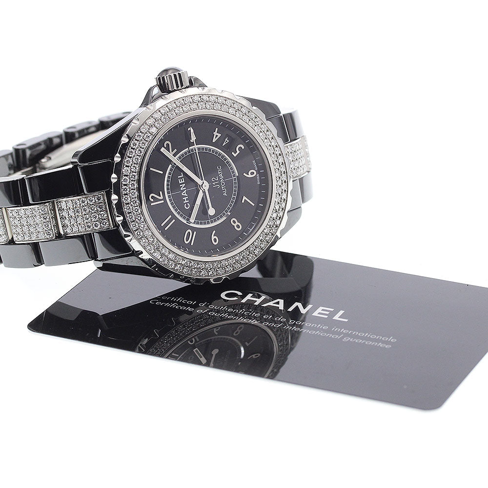CHANEL J12 black ceramic H1339 date diamond bezel Automatic Men's Watch_922788