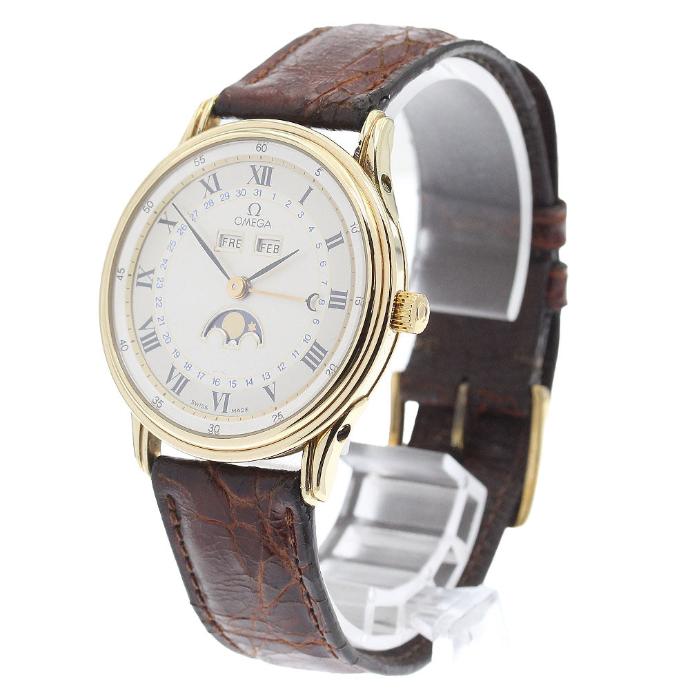 OMEGA 156.003 K18YG Triple calendar moon phase cal.715 Silver Dial Automatic Men's Watch_922817