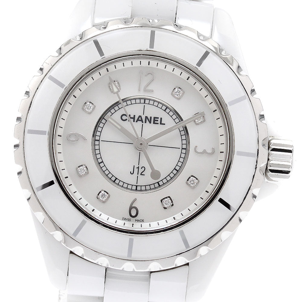 CHANEL J12 33mm H2422 White ceramic 8P diamond White shell Dial Quartz Ladies Watch_922843