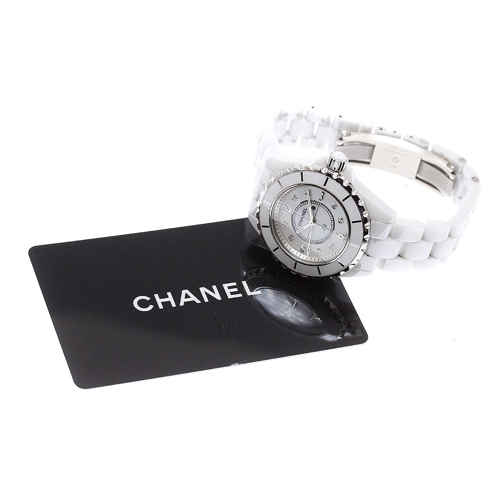 CHANEL J12 33mm H2422 White ceramic 8P diamond White shell Dial Quartz Ladies Watch_922843