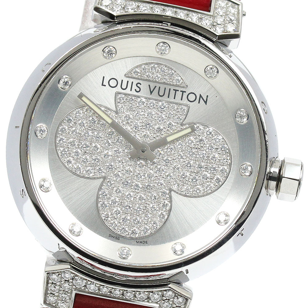 LOUIS VUITTON Tambour Forever Q131P diamond Silver Dial Quartz Ladies Watch_922881