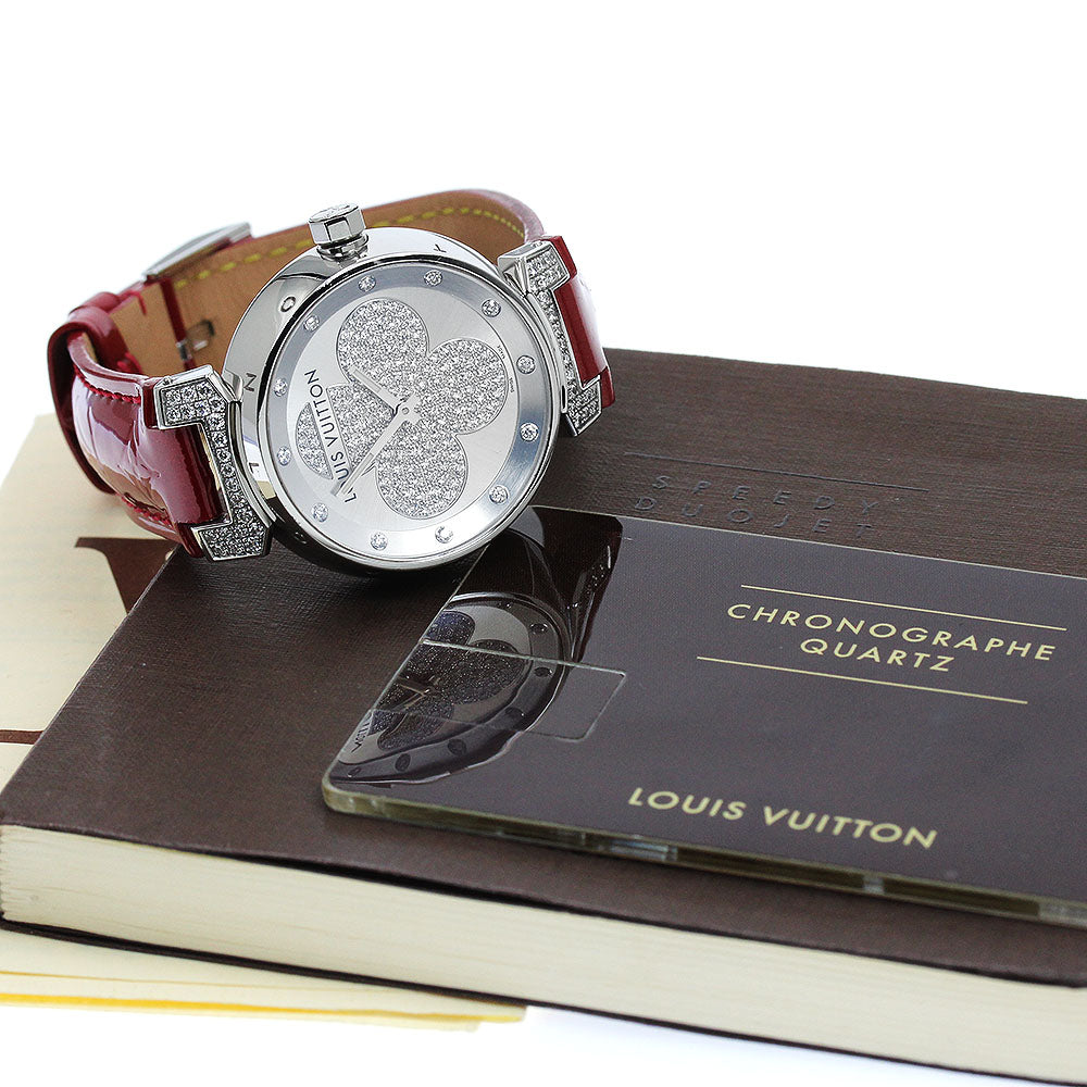 LOUIS VUITTON Tambour Forever Q131P diamond Silver Dial Quartz Ladies Watch_922881