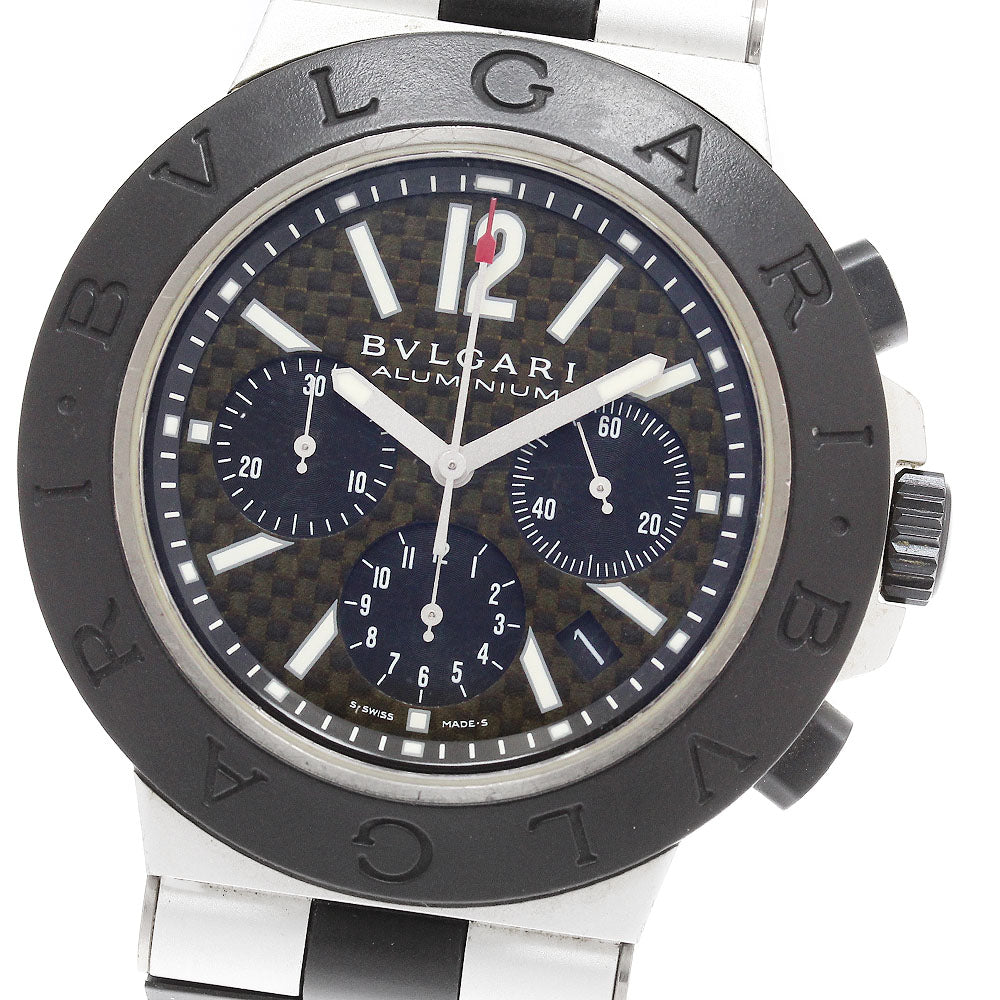 BVLGARI aluminum AC44TA Chronograph Black carbon Dial Automatic Men's_922884