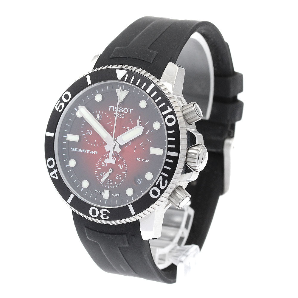 TISSOT Sea star 1000 T120417A Chronograph Date Red Dial Quartz Men's_922892