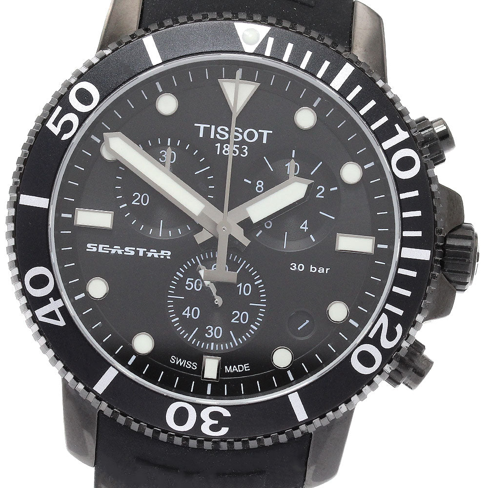 TISSOT Sea star 1000 T120417 Chronograph black Dial Quartz Men's Watch_922895