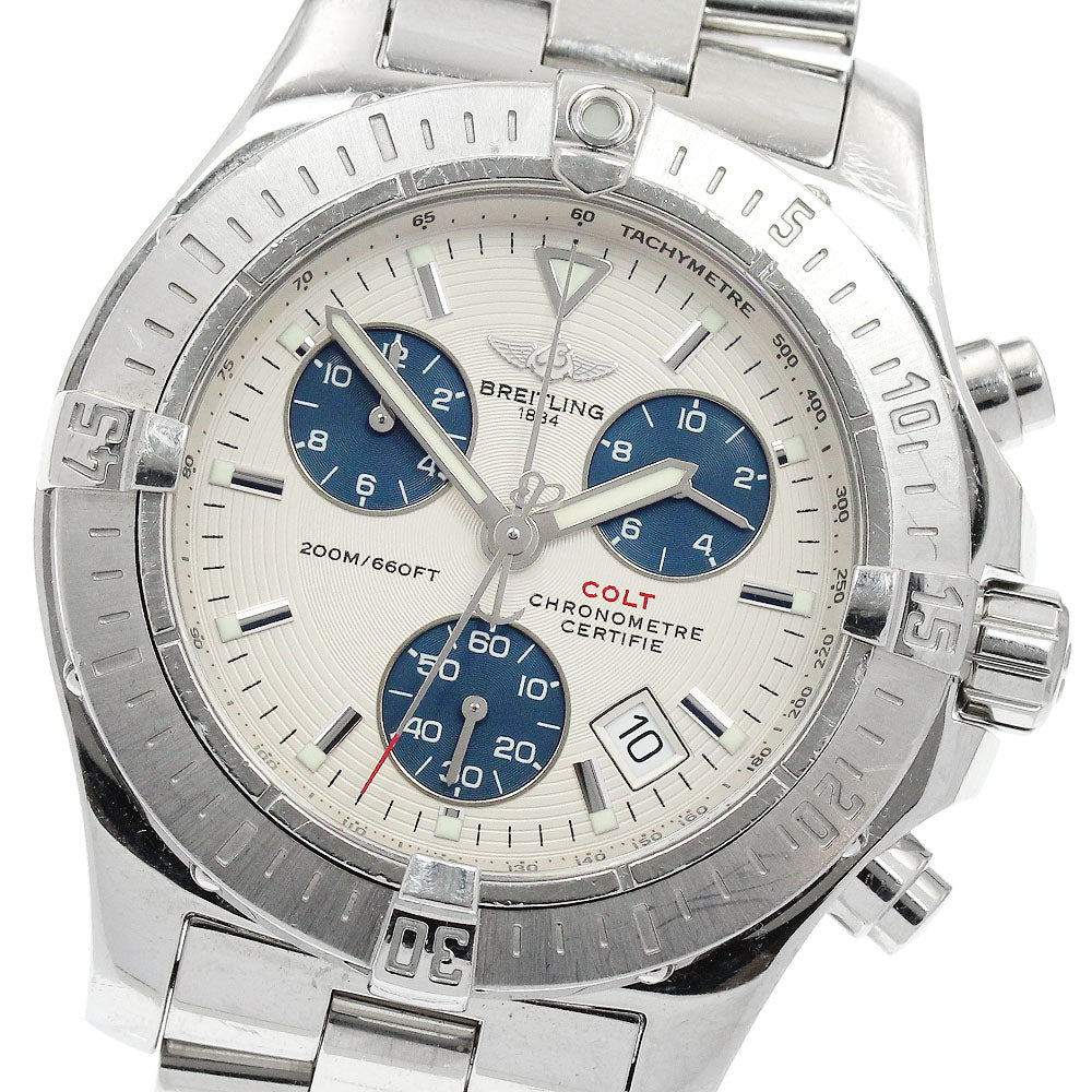 BREITLING Colt A73380 Chronograph Date Silver / navy Dial Quartz Men's Watch_922920