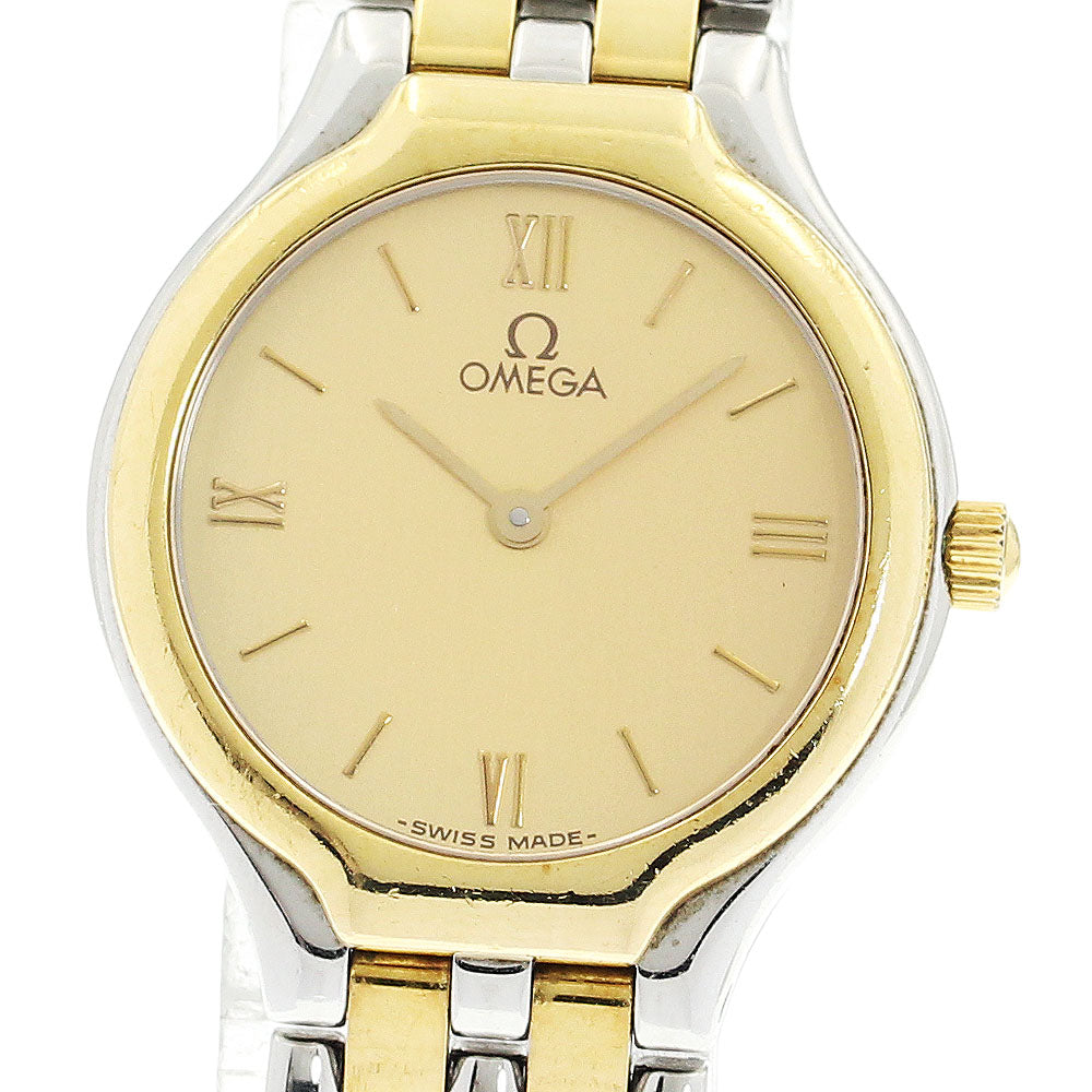 OMEGA De Ville YG bezel gold Dial Quartz Ladies Watch_922992
