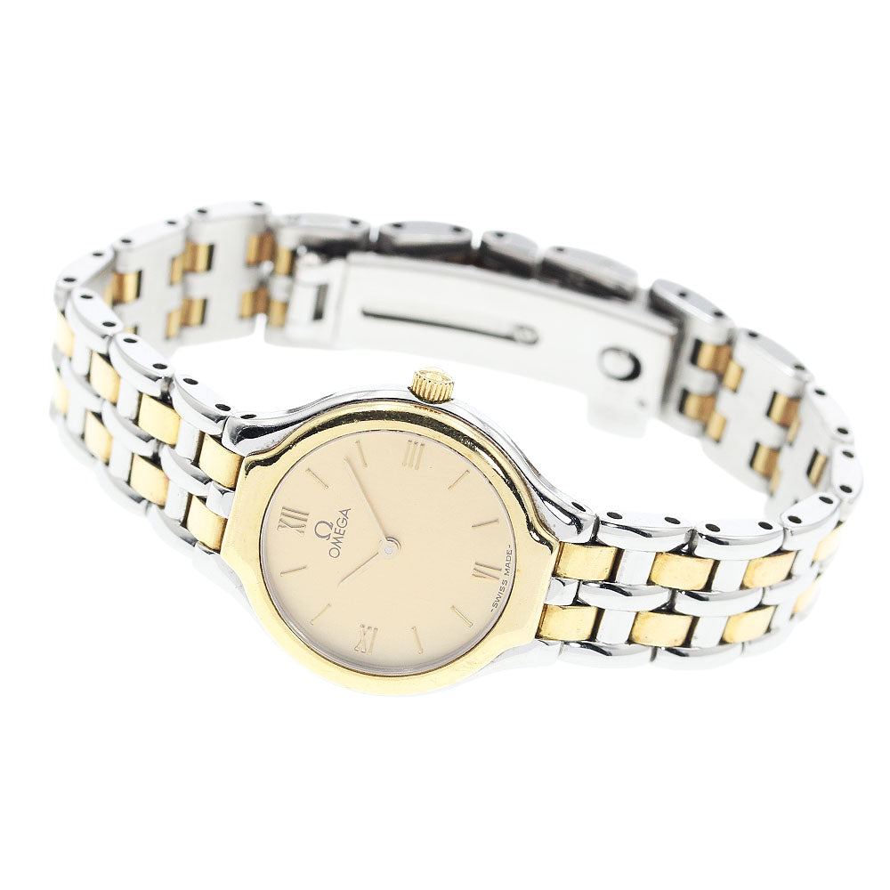 OMEGA De Ville YG bezel gold Dial Quartz Ladies Watch_922992