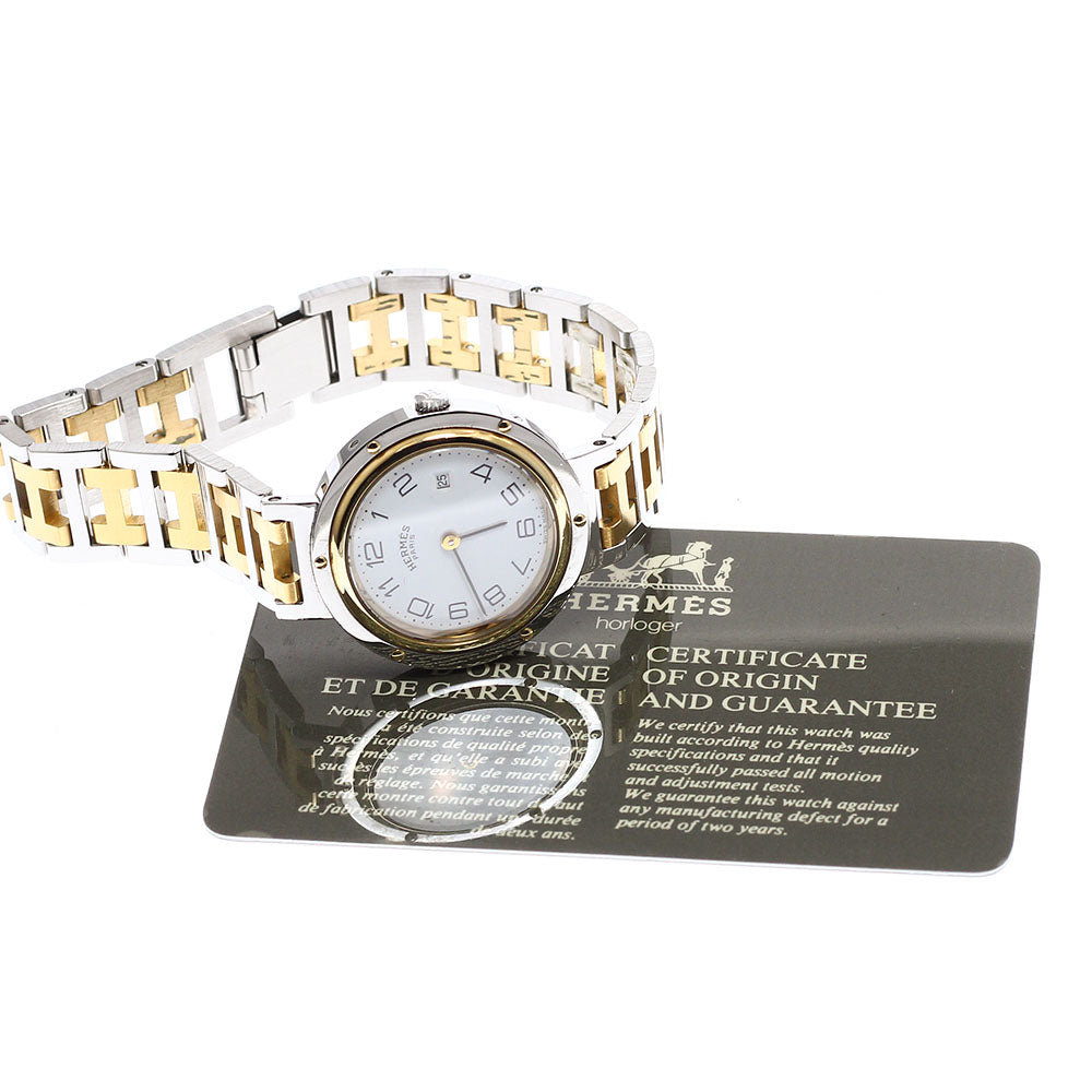 HERMES Clipper Date white Dial Quartz Boy's Watch_923099