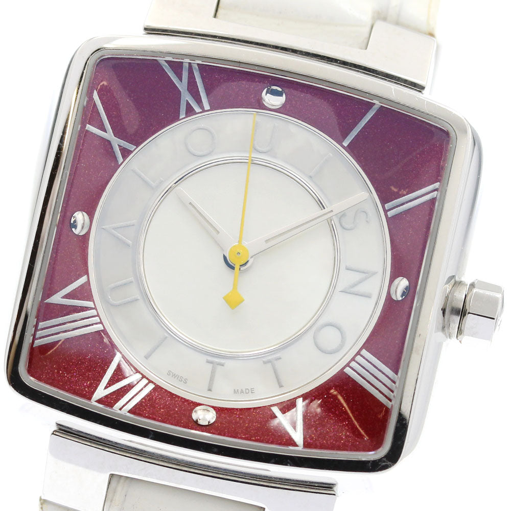 LOUIS VUITTON magic speedy Q221J White Shell/Red Dial Quartz Ladies Watch_923270