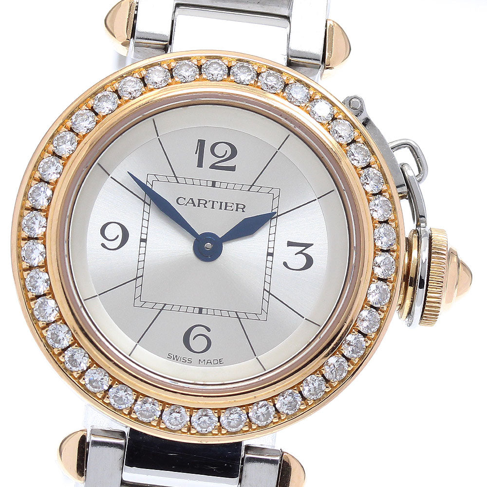 CARTIER Mispacha WJ124021 K18PG diamond bezel Silver Dial Quartz Ladies_923305