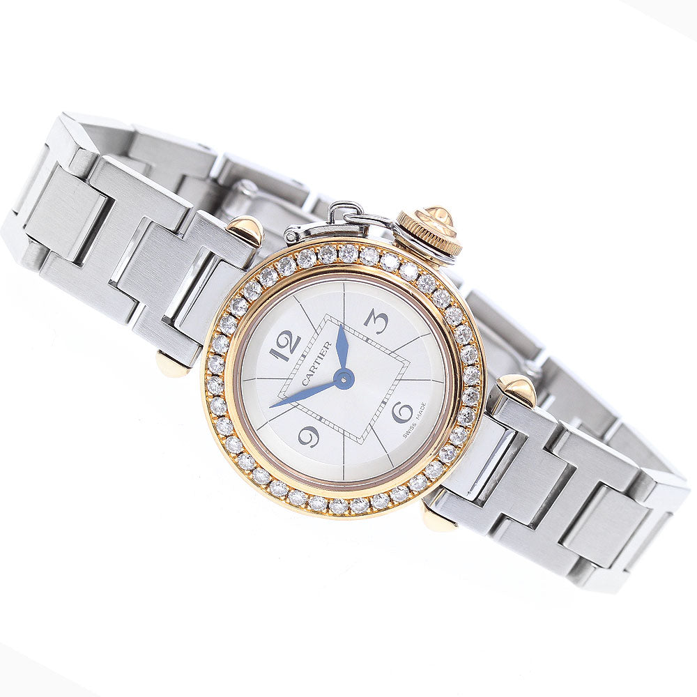 CARTIER Mispacha WJ124021 K18PG diamond bezel Silver Dial Quartz Ladies_923305