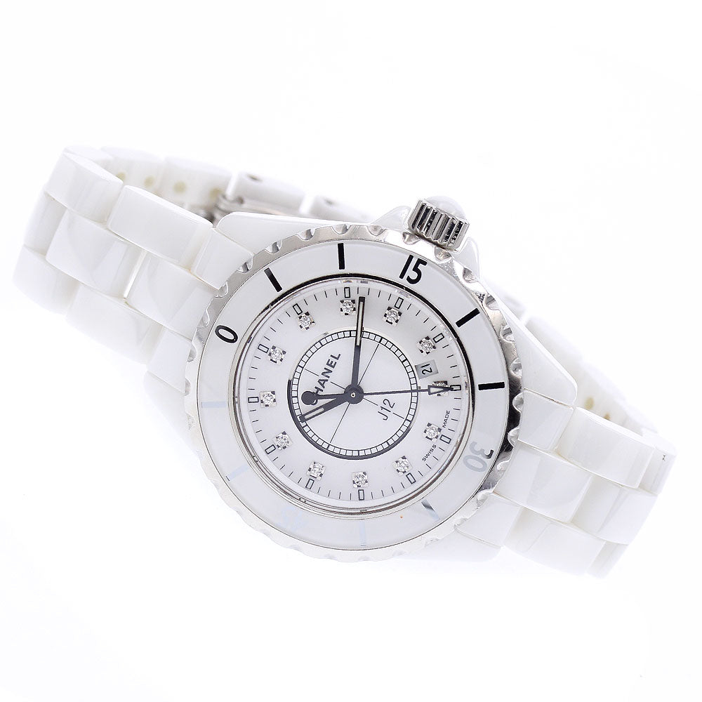 CHANEL J12 H1628 White ceramic 12P diamond white Dial Quartz Ladies Watch_923308