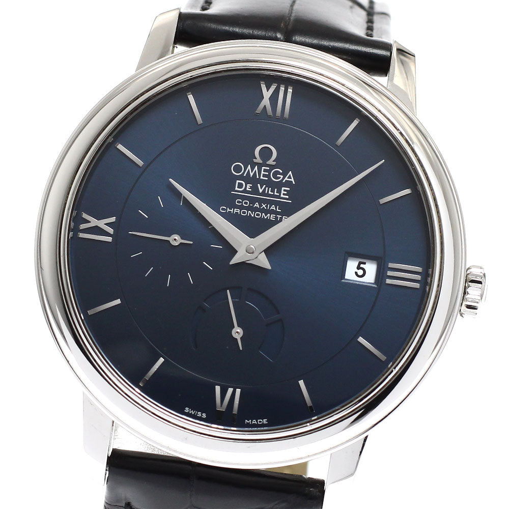 OMEGA De Ville Prestige 424.13.40.21.03.001 Power reserve date Navy Dial Automatic Men's Watch_923382