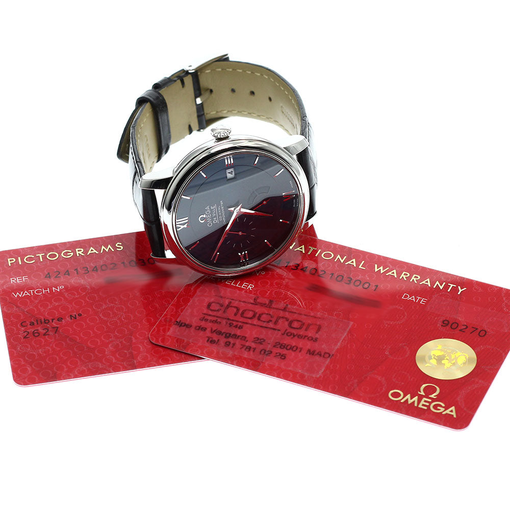 OMEGA De Ville Prestige 424.13.40.21.03.001 Power reserve date Navy Dial Automatic Men's Watch_923382