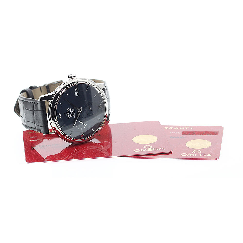 OMEGA De Ville Prestige 424.13.40.21.03.001 Power reserve date Navy Dial Automatic Men's Watch_923385
