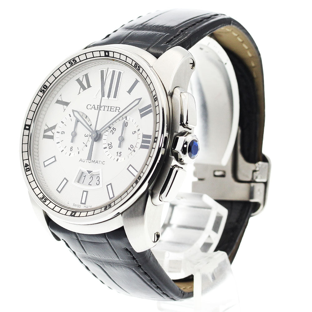 CARTIER Calibre de Cartier W7100046 Date Chronograph Silver Dial Automatic Men's Watch_923416