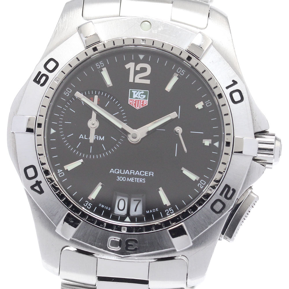 TAG HEUER Aqua racer WAF111Z Date alarm black Dial QZ Men's Watch_923433