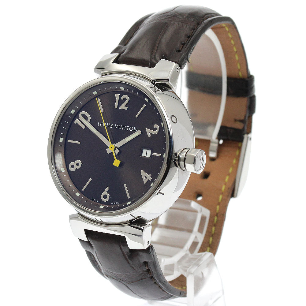 LOUIS VUITTON Tambour Q1111 Date Brown Dial Quartz Men's Watch_923472