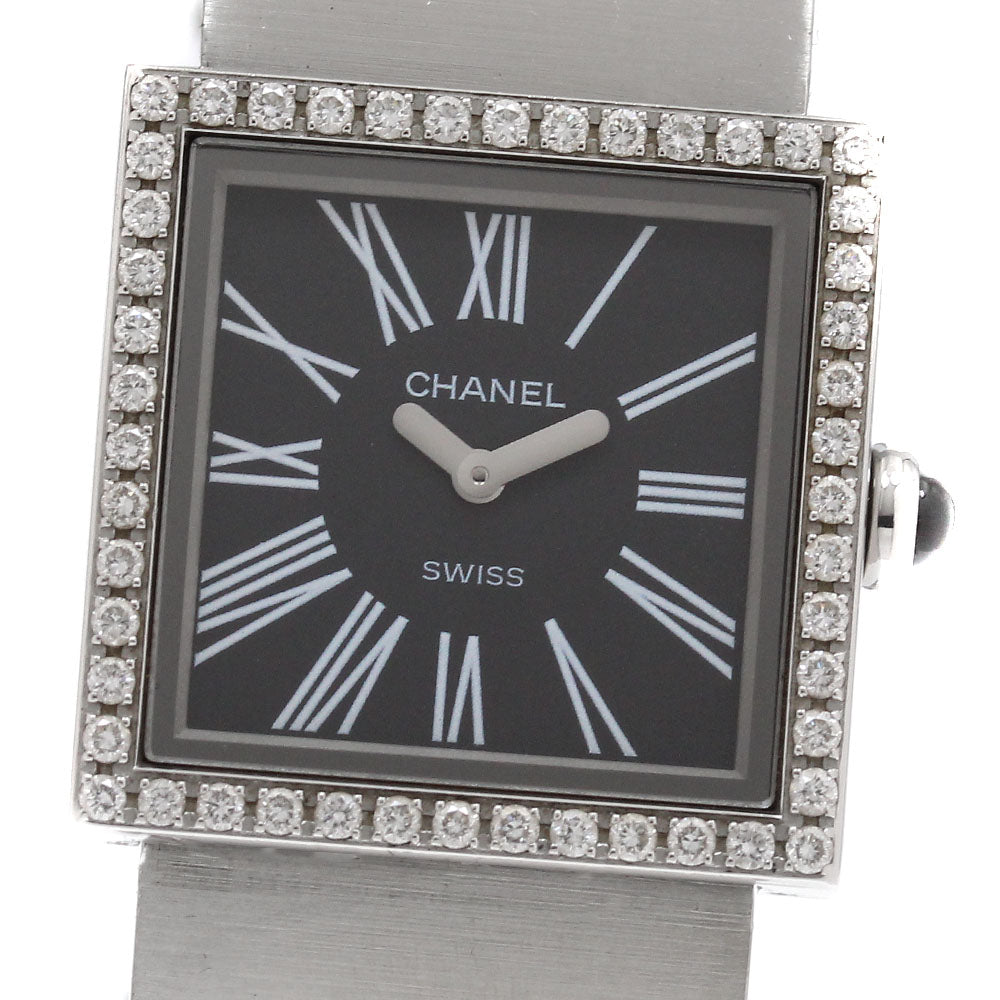 CHANEL Mademoiselle H0826 Diamond Bezel black Dial Quartz Ladies Watch_923554