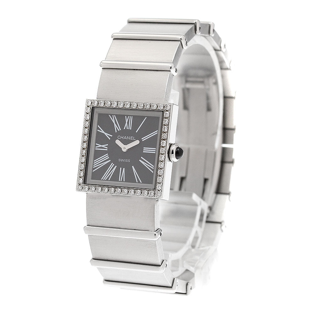 CHANEL Mademoiselle H0826 Diamond Bezel black Dial Quartz Ladies Watch_923554