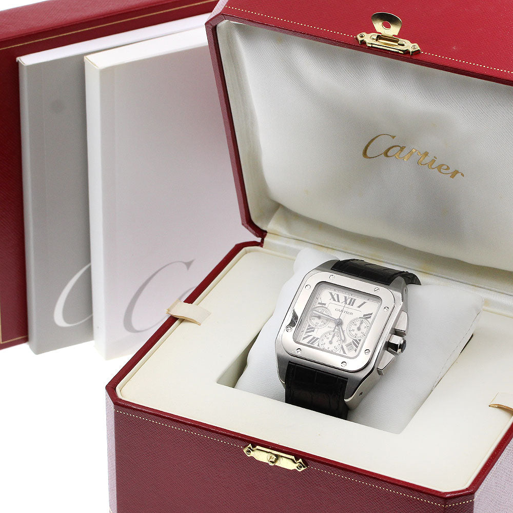 CARTIER Santos 100 XL W20090X8 Chronograph Silver Dial Automatic Men's Watch_930017