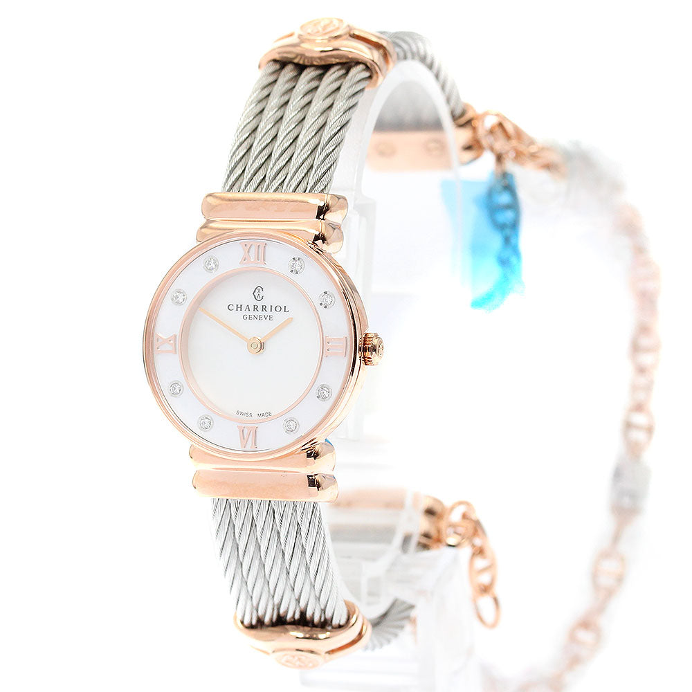 CHARRIOL Saint Tropez 8P diamond White shell Dial Quartz Ladies Watch_930054
