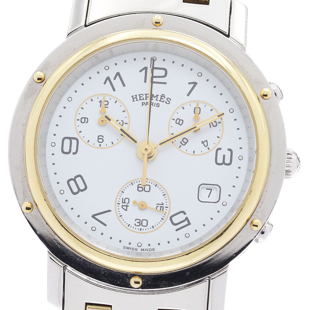 HERMES Clipper CL1.920 Chronograph white Dial Quartz Men's Watch_930077