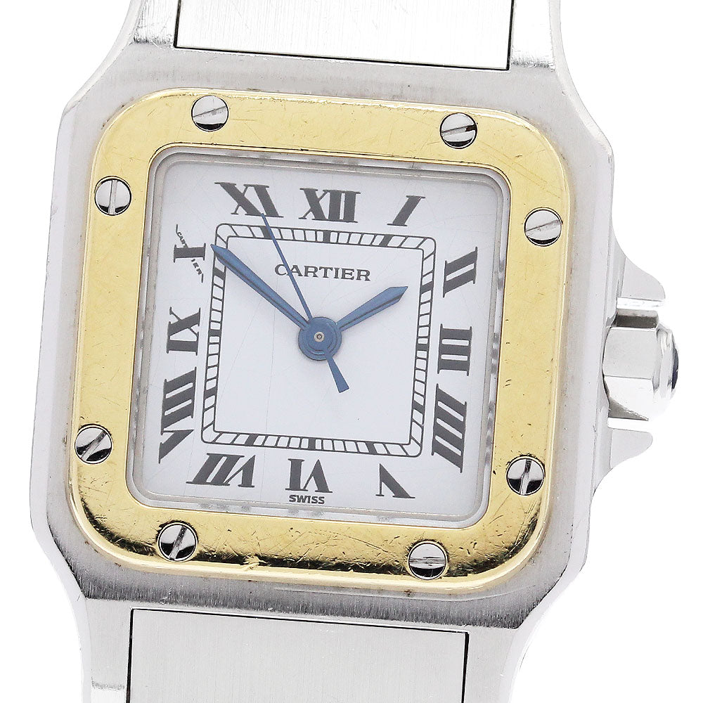 CARTIER Santos Galbe SM YG2 tone Godron Breath white Dial Automatic Ladies Watch_930085