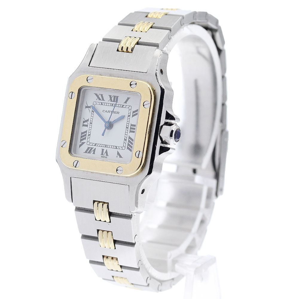 CARTIER Santos Galbe SM YG2 tone Godron Breath white Dial Automatic Ladies Watch_930085