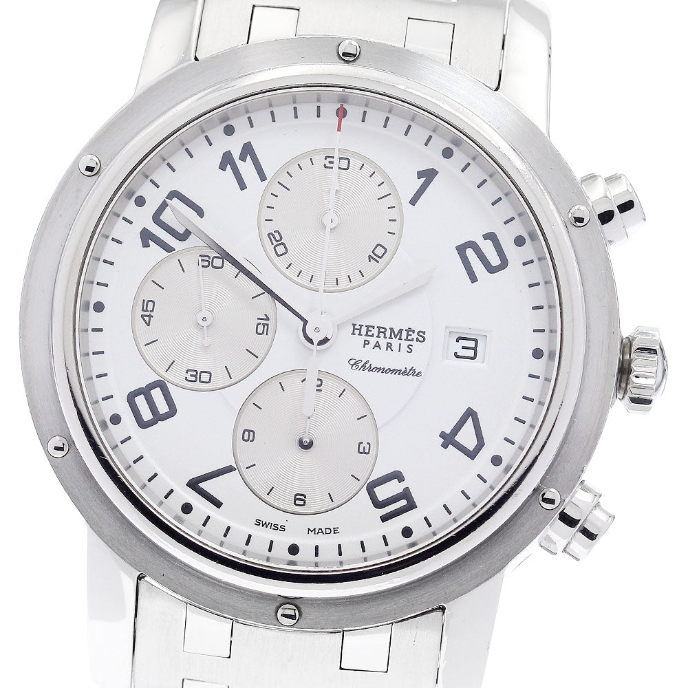 HERMES Clipper Chrono CP1.910 Date White / Silver Dial Automatic Men's Watch_930125